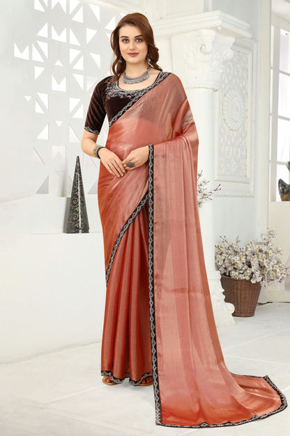 Mauve Colour Organza Designer Saree