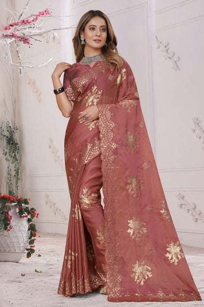 Mauve Colour Organza Silk Designer Saree