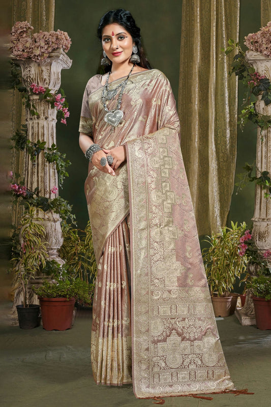 Mauve Colour Woven Work Banarasi Silk Saree