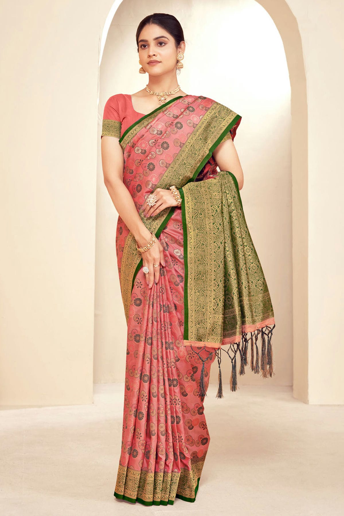 Mauve Colour Woven Work Paithani Silk Saree