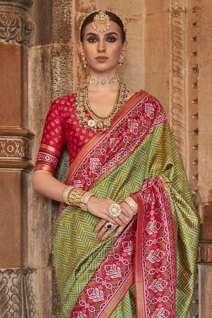 Mehendi Green Colour Banarasi Silk Saree