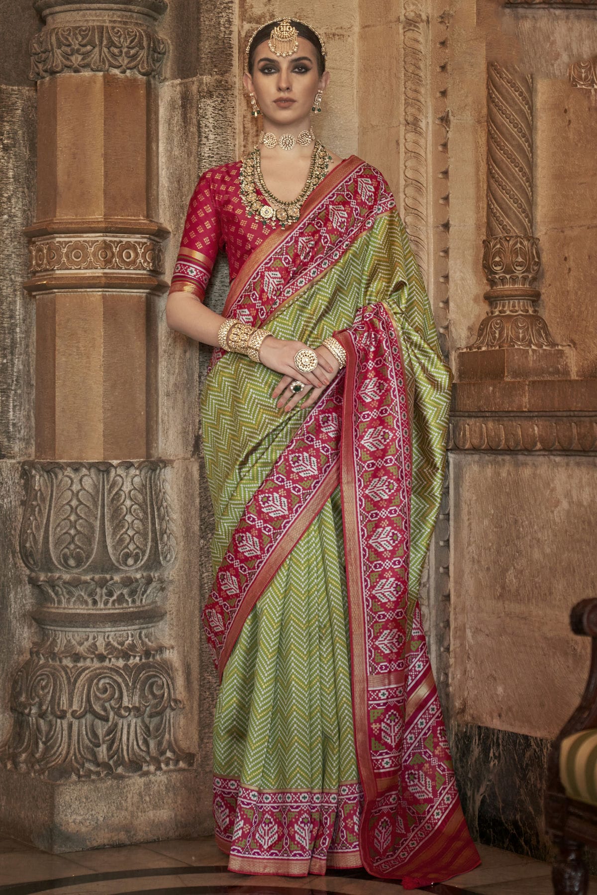 Mehendi Green Colour Banarasi Silk Saree