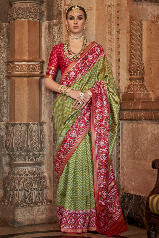 Mehendi Green Colour Banarasi Silk Saree