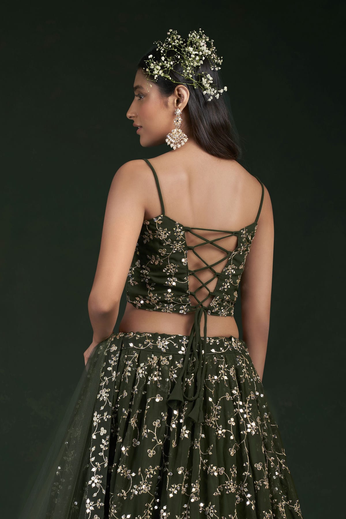 Mehendi Green Colour Embroidery Georgette Lehenga Choli