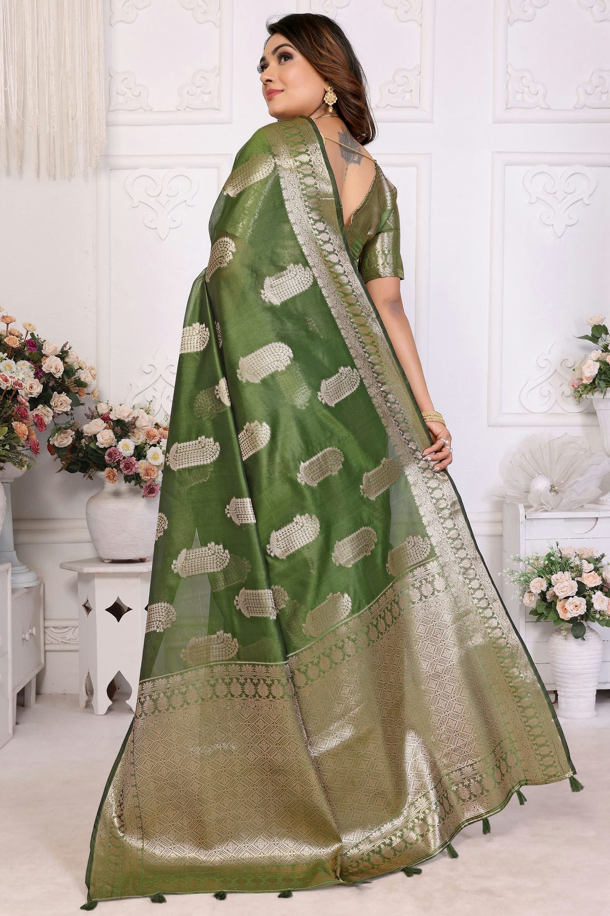 Mehendi Green Colour Organza Traditional Saree VSSD1112718