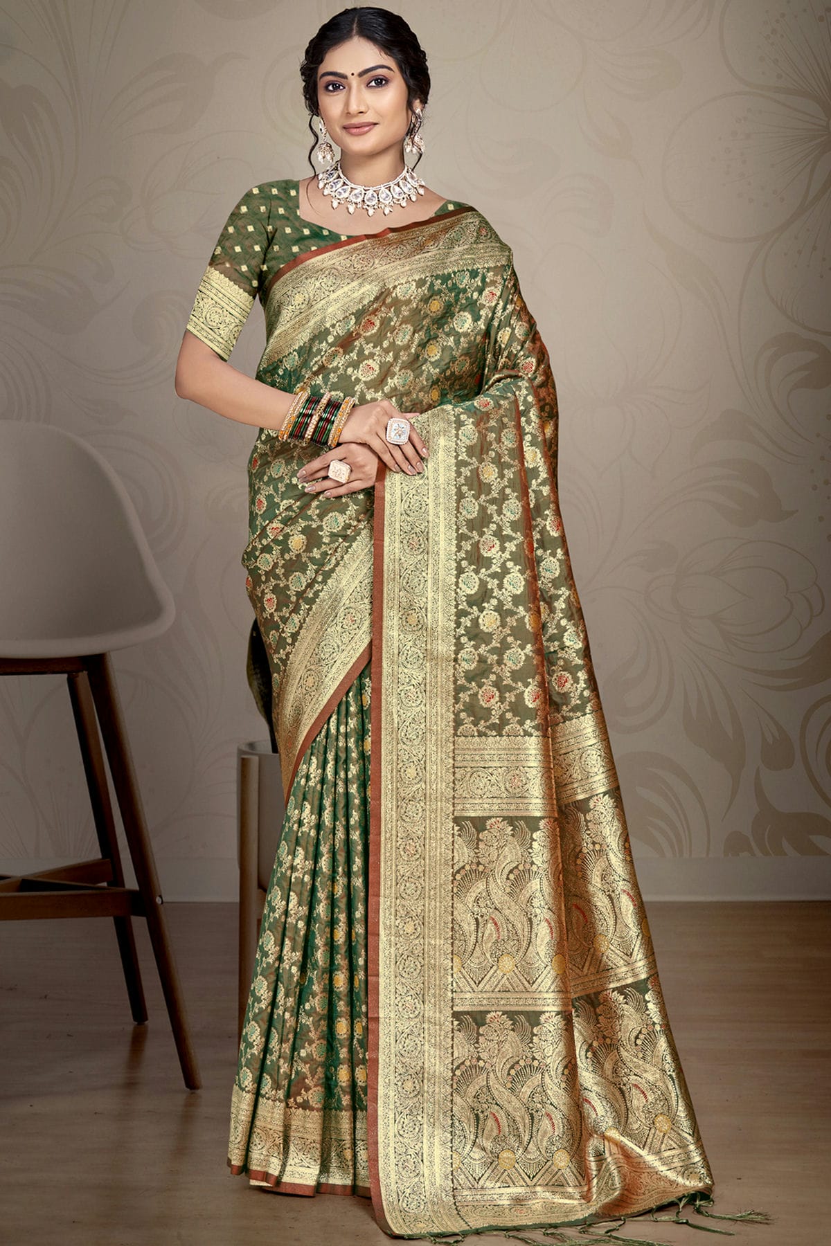 Mehendi Green Colour Silk Traditional Saree