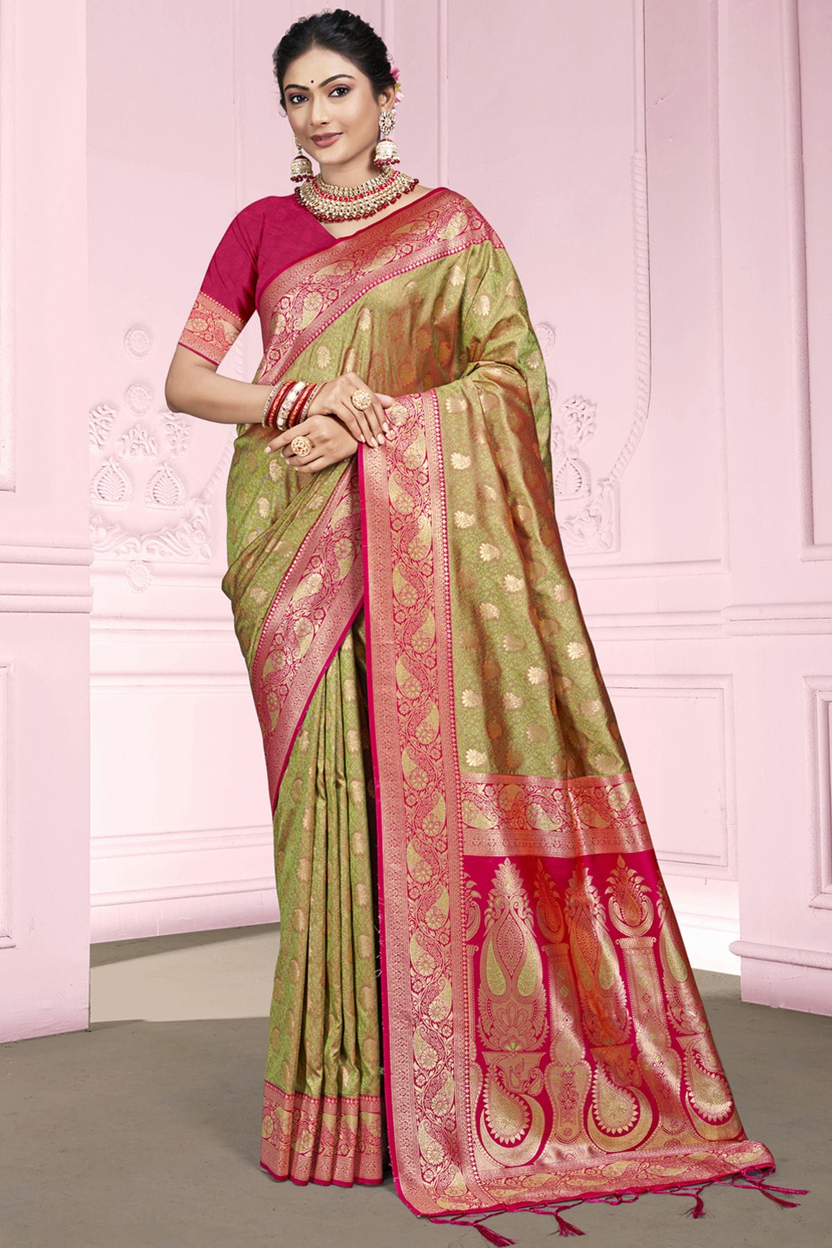 Mehendi Green Colour Silk Traditional Saree