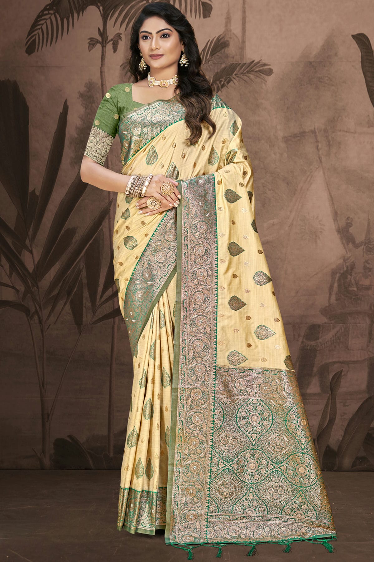 Mehendi Green Colour Silk Woven Work Traditional Saree