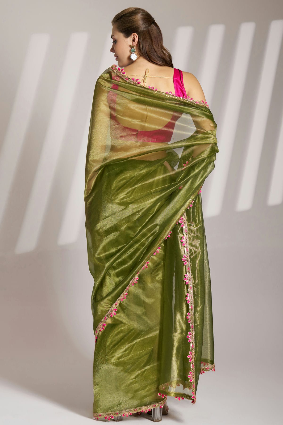 Mehendi Green Colour Twill Net Saree VSSD1112731