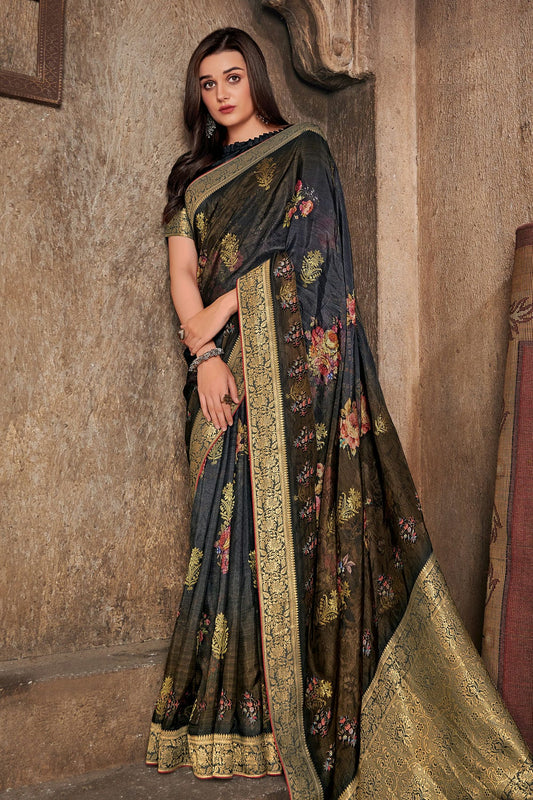 Mehendi Green Colour Viscose Silk Printed Saree