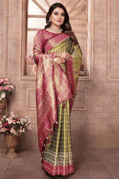 Mehendi Green Colour Woven Work Pure Banarasi Tissue Silk Traditional Saree VSSD1250300