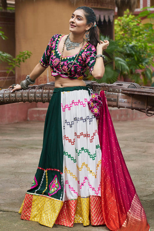 Multi Color Colour Viscose Rayon Navratri Lehenga