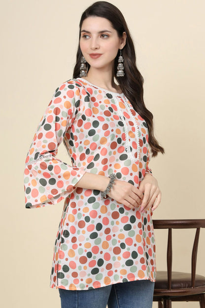 Multi Colour Cotton Printed Work Readymade Top