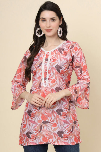 Multi Colour Cotton Printed Work Readymade Top