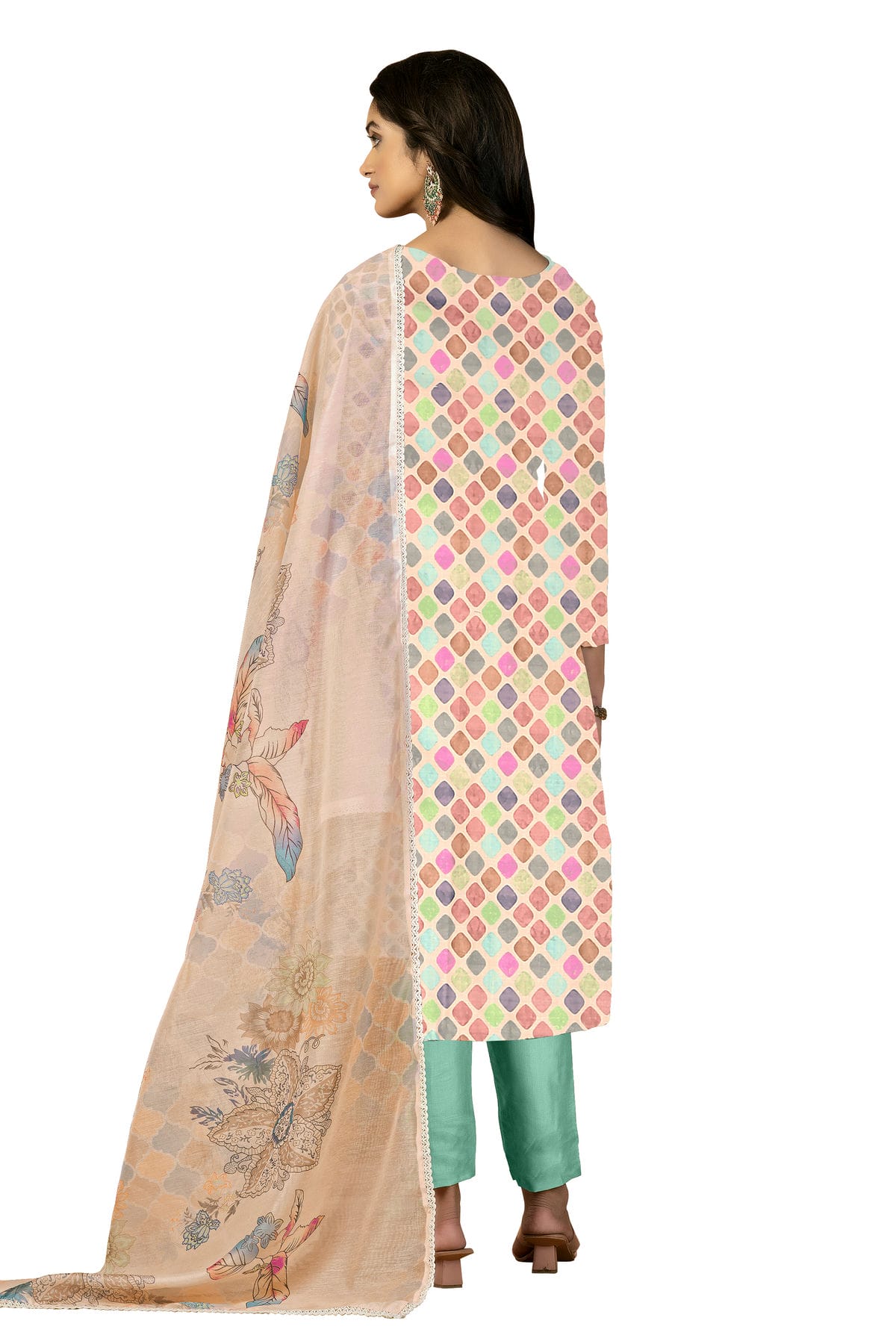 Multi Colour Unstitched Cambric Cotton Fabric Straight Suit