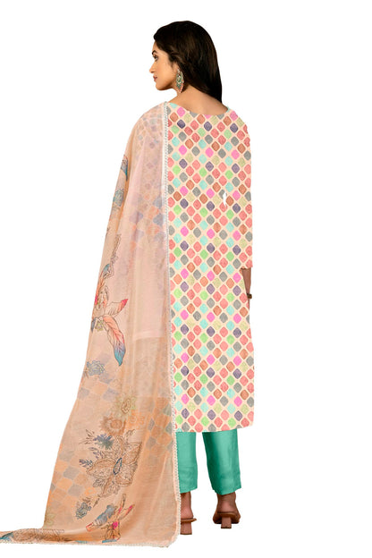 Multi Colour Unstitched Cambric Cotton Fabric Straight Suit