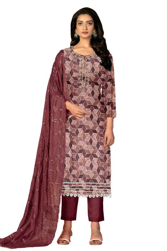 Multi Colour Unstitched Cambric Cotton Fabric Straight Suit