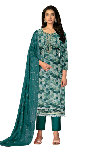 Multi Colour Unstitched Cambric Cotton Fabric Straight Suit