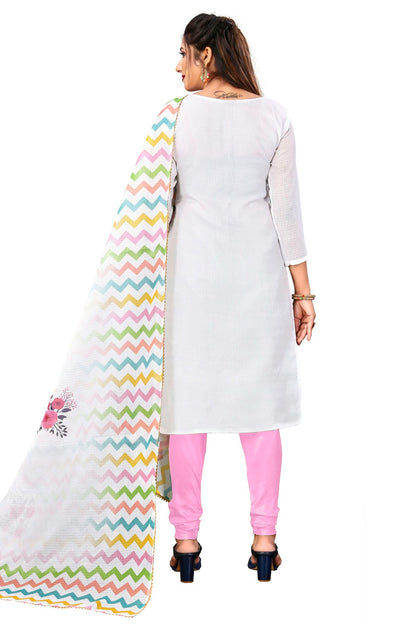 Multi Colour Unstitched Cotton Churidar Suit