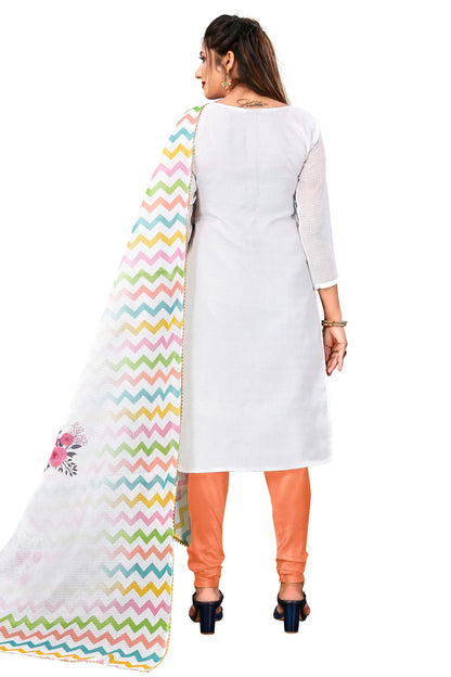 Multi Colour Unstitched Cotton Churidar Suit