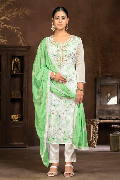 Multi Colour Unstitched Modal Cotton Pant Style Suit