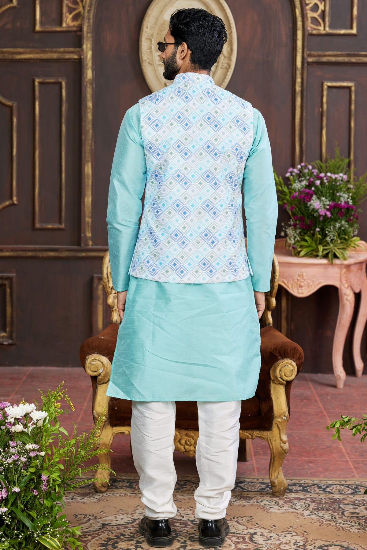 Multicolour Art Silk Kurta Pajama With Jacket VSKP1230258