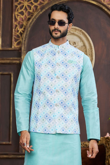 Multicolour Art Silk Kurta Pajama With Jacket VSKP1230258