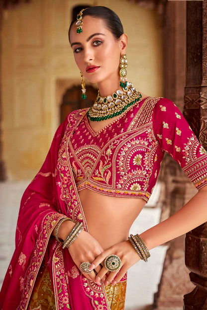 Multicolour Banarasi Silk Bridal Lehenga Choli