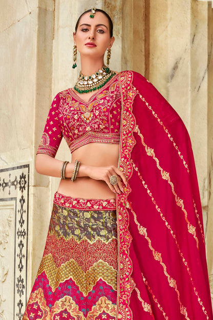 Multicolour Banarasi Silk Bridal Lehenga Choli