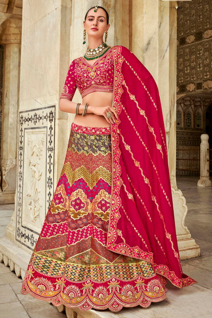 Multicolour Banarasi Silk Bridal Lehenga Choli