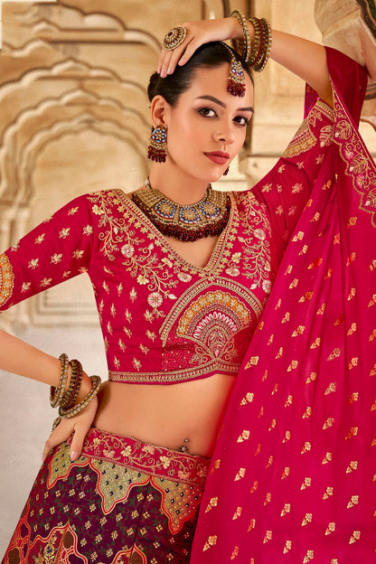 Multicolour Banarasi Silk Bridal Lehenga Choli