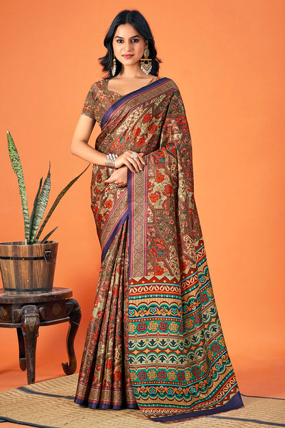 Multicolour Colour Pashmina Saree