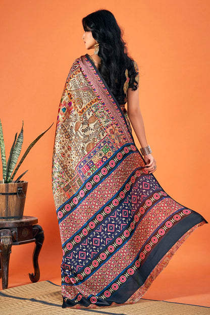 Multicolour Colour Pashmina Saree