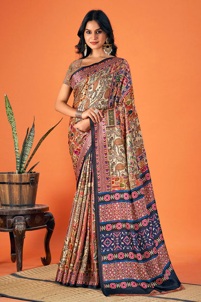 Multicolour Colour Pashmina Saree