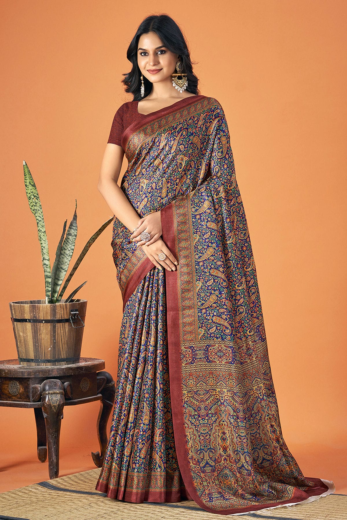 Multicolour Colour Pashmina Saree