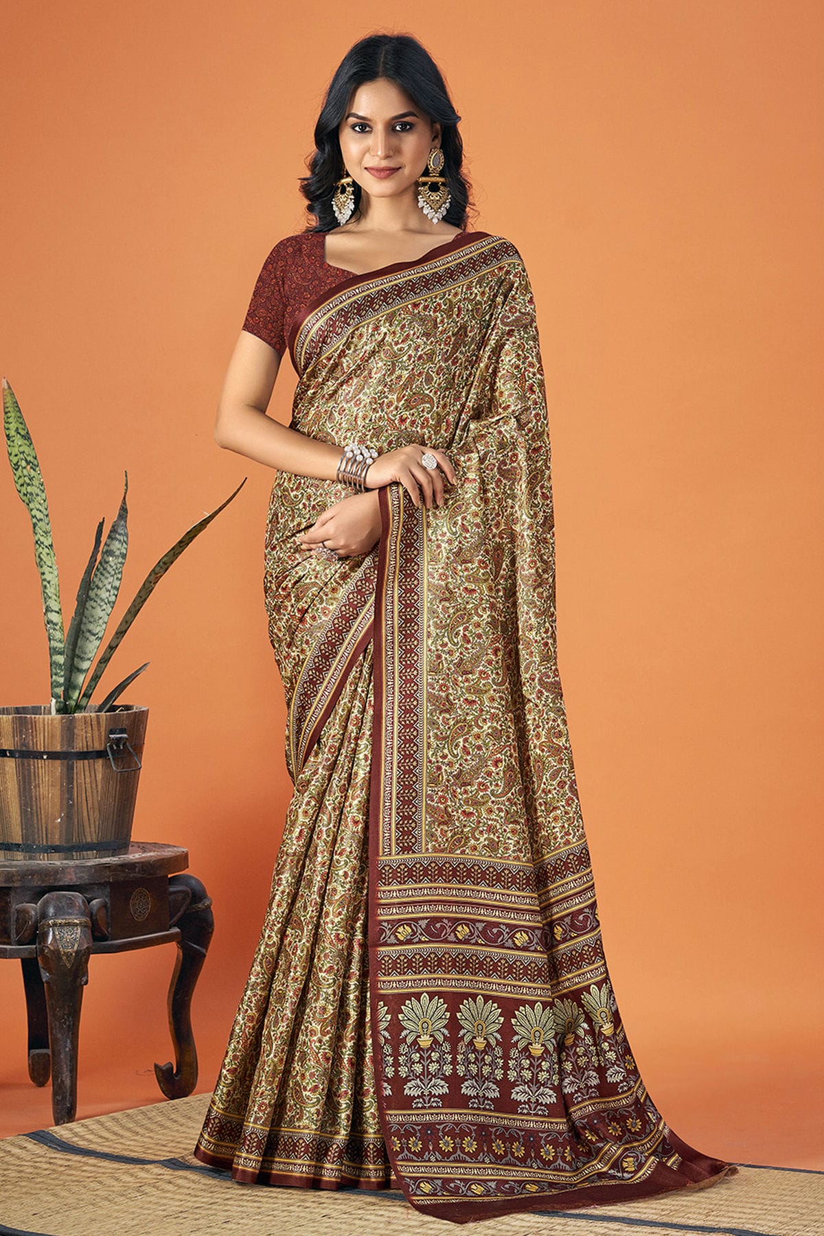 Multicolour Colour Pashmina Saree