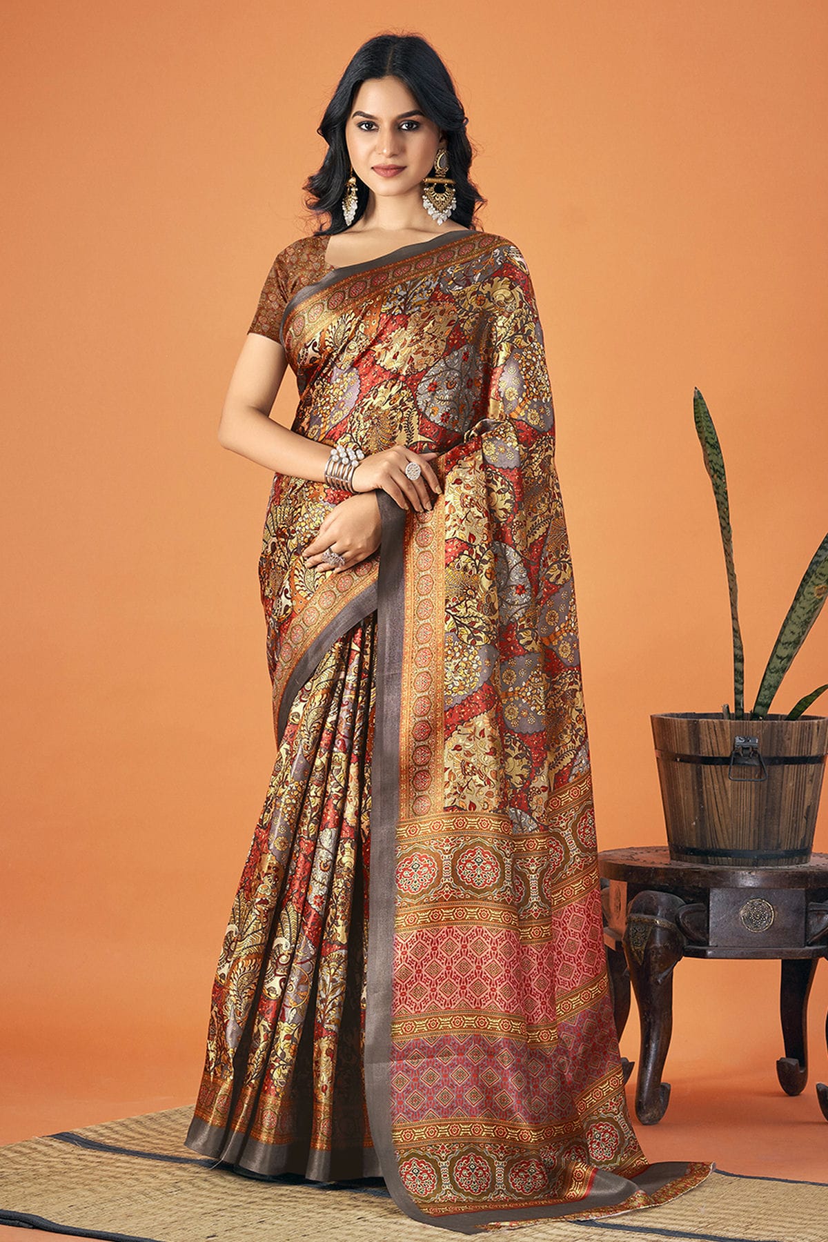 Multicolour Colour Pashmina Saree