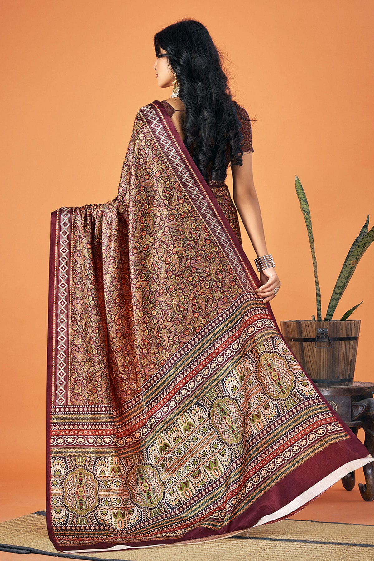 Multicolour Colour Pashmina Saree