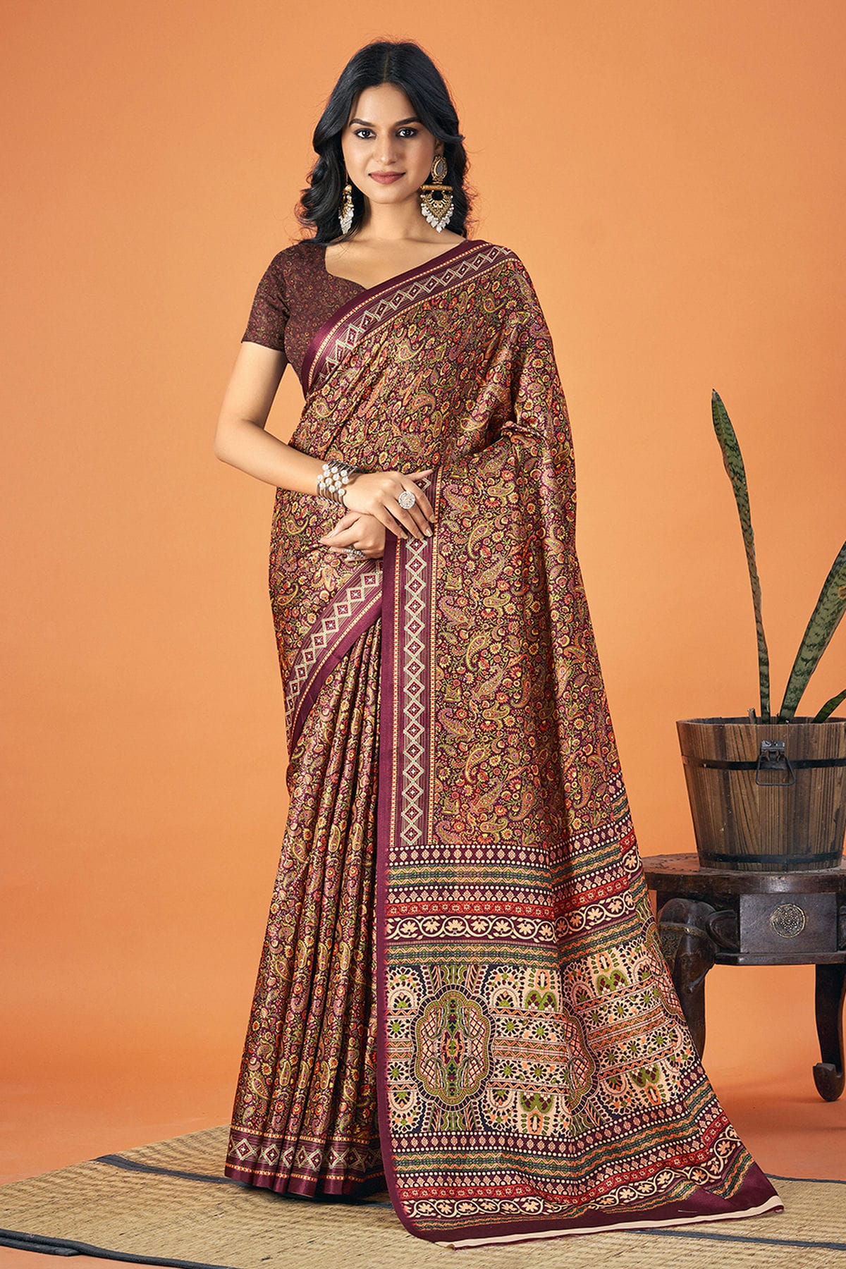 Multicolour Colour Pashmina Saree