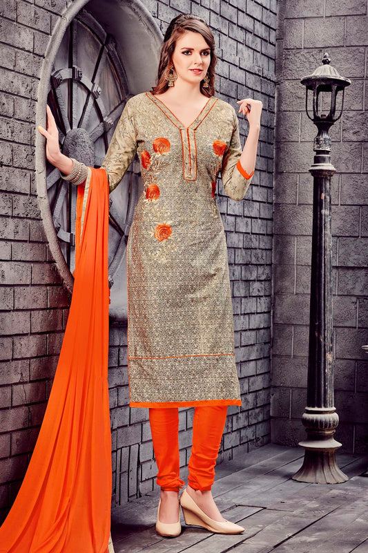 Multicolour Colour Unstitched Glaze Cotton Churidar Suit