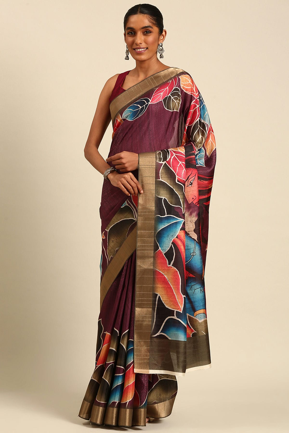 Multicolour Cotton Printed Saree