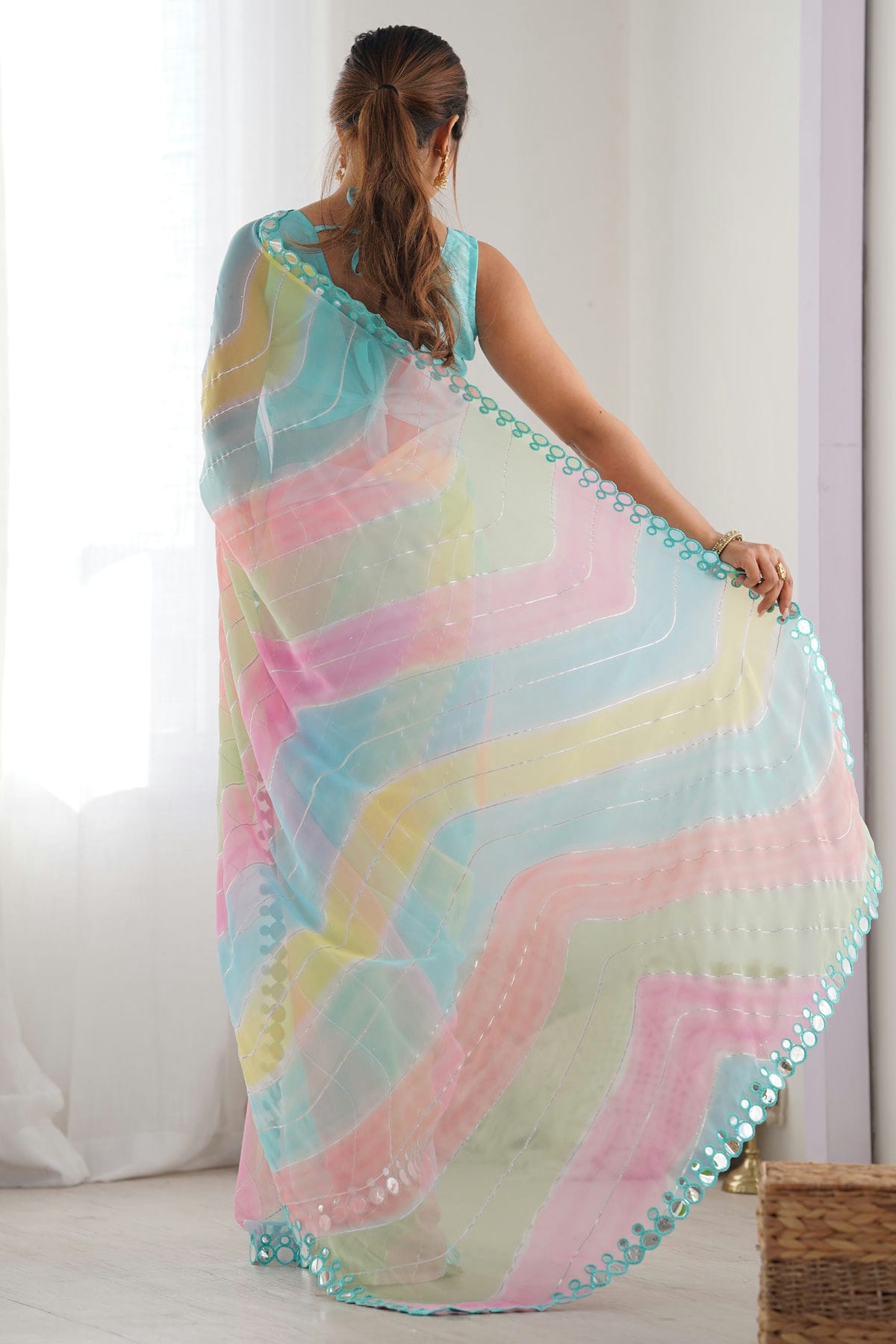 Multicolour Georgette Printed Saree