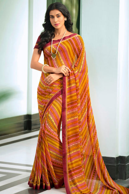 Multicolour Georgette Printed Saree