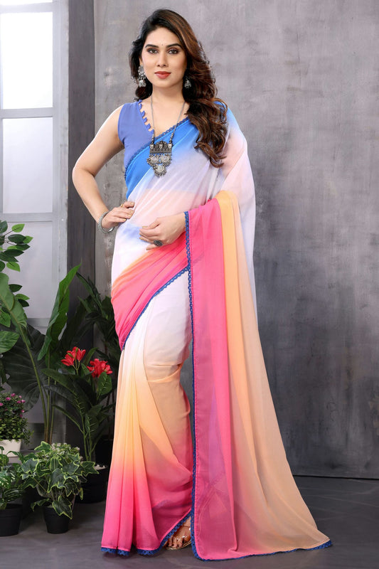 Multicolour Georgette Ready To Wear Saree