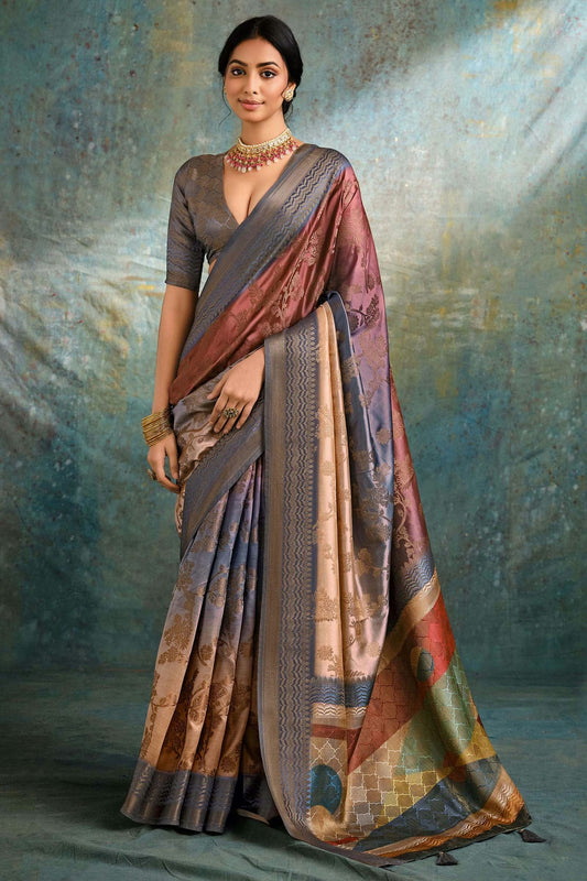 Multicolour Jacquard Silk Traditional Saree