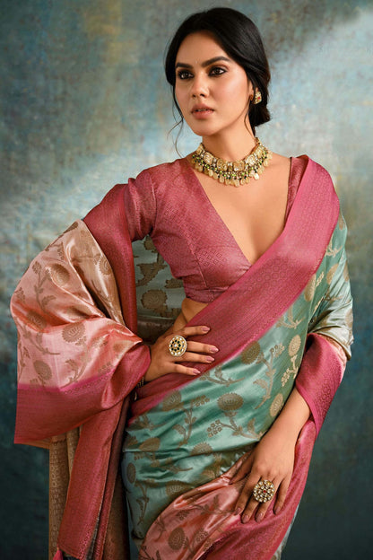 Multicolour Jacquard Silk Traditional Saree