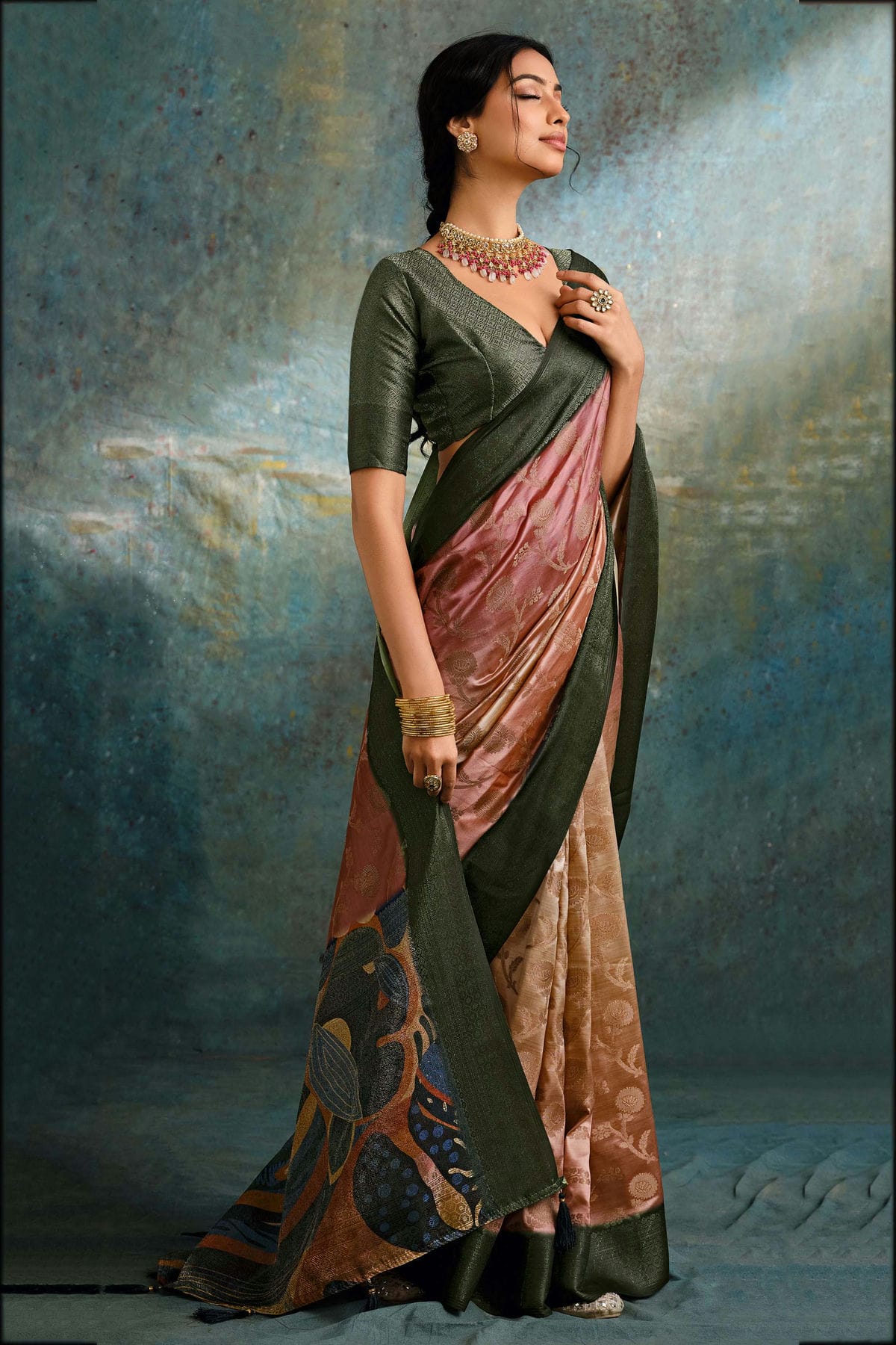 Multicolour Jacquard Silk Traditional Saree