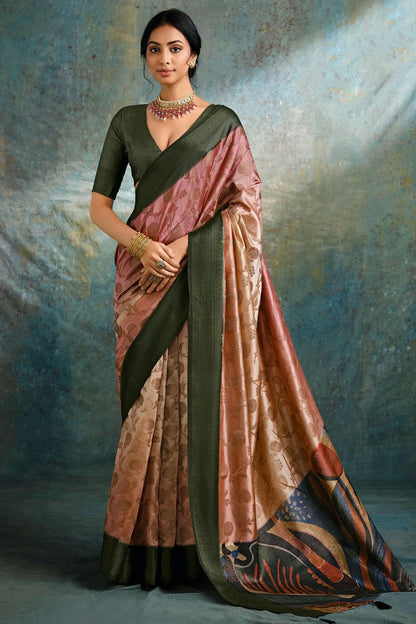 Multicolour Jacquard Silk Traditional Saree