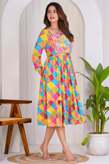 Multicolour Rayon Readymade Long Kurti VSKR1112349