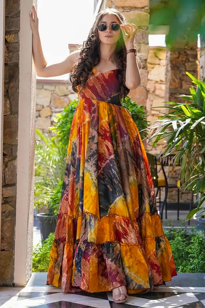 Multicolour Rayon Stitched Gown VSGW1112308